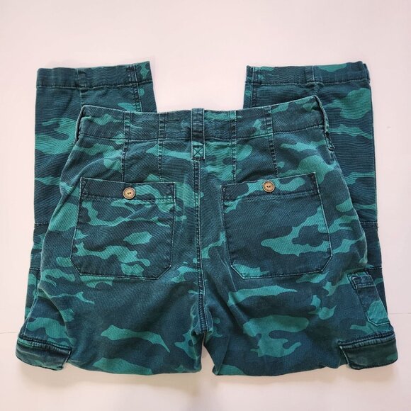 Anthropologie Austen High Rise Cargo Crop Pant Womens 30 Green Camo Canvas - Picture 12 of 12